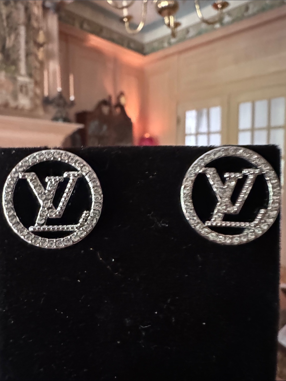 Earrings  Silver Crystal  Round Stud Earrings